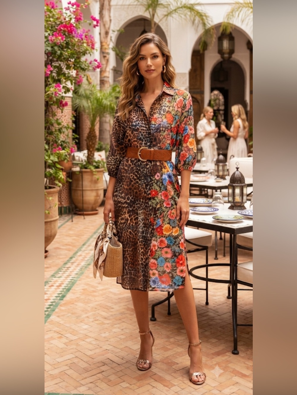 New Johnny Was Leopard and Floral Midi Dress New size S cotton 70% and Silk 30% - Picture 7 of 16